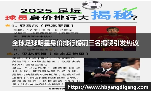 全球足球明星身价排行榜前三名揭晓引发热议